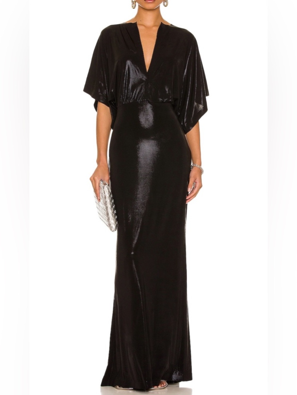 Norma Kamali Black Obie Gown with V-Neckline - Size M - NWT